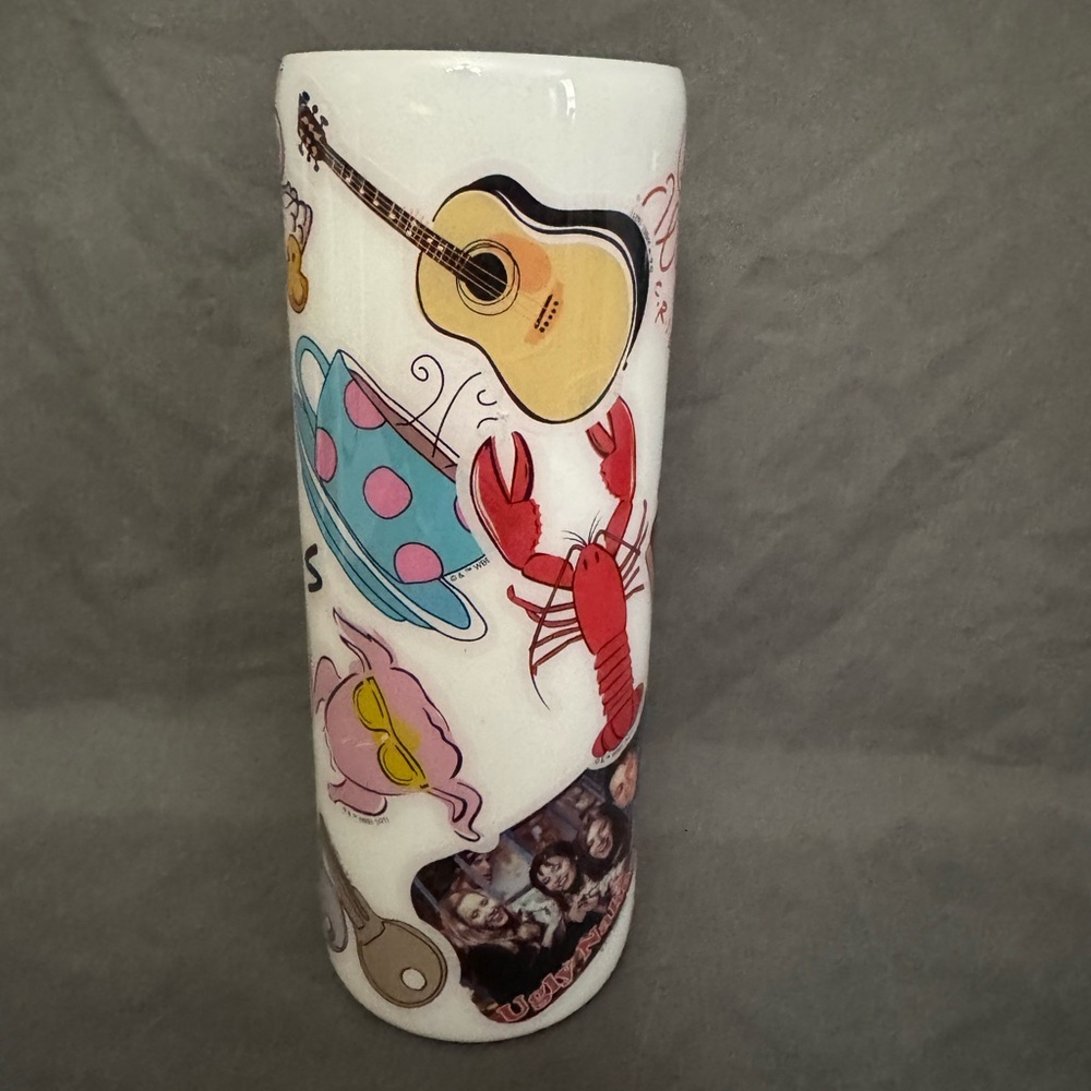 White Ceramic Vase with Colorful Graphics
